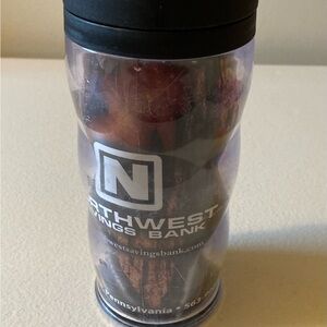 Whirley Drink Works Travel Mug Fall Theme Northwest Savings Bank Logo 7” Tall